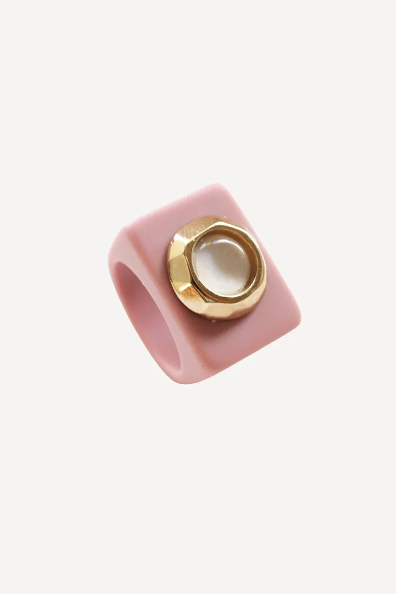 Bague N°57 Vieux rose - Pierre Oeil de chat | EMOLO