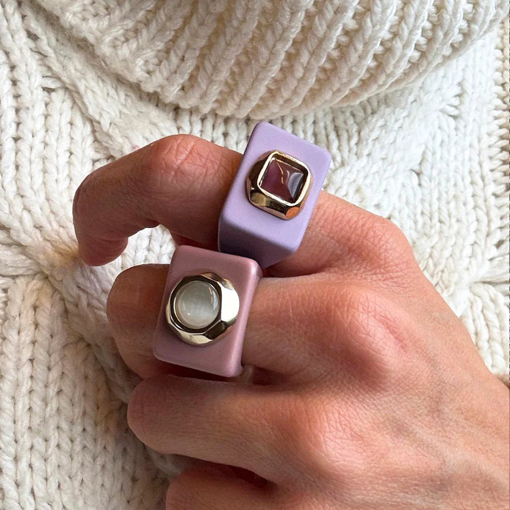 Bague N°57 Vieux rose - Pierre Oeil de chat | EMOLO