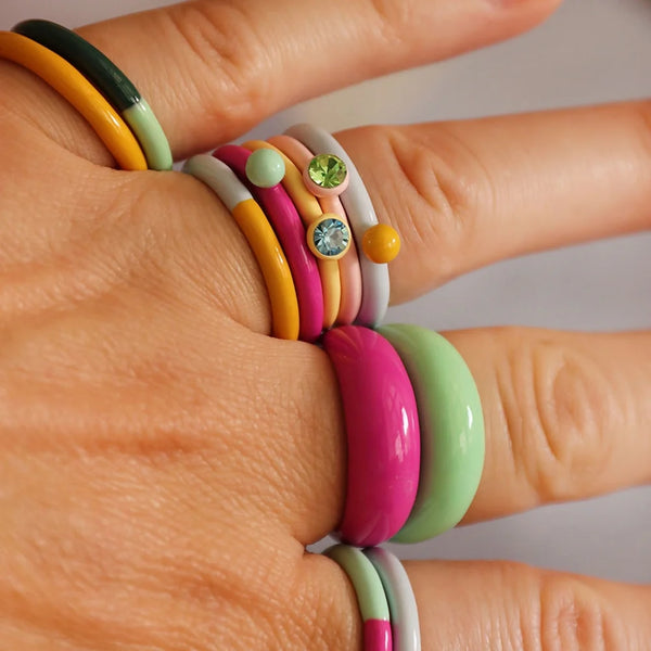 Bague 'Double Color' Skyride Blue/Sunflower | LULU COPENHAGEN