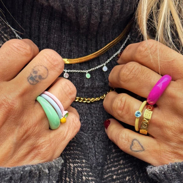Bague 'Color Crystal' Soft Yellow | LULU COPENHAGEN