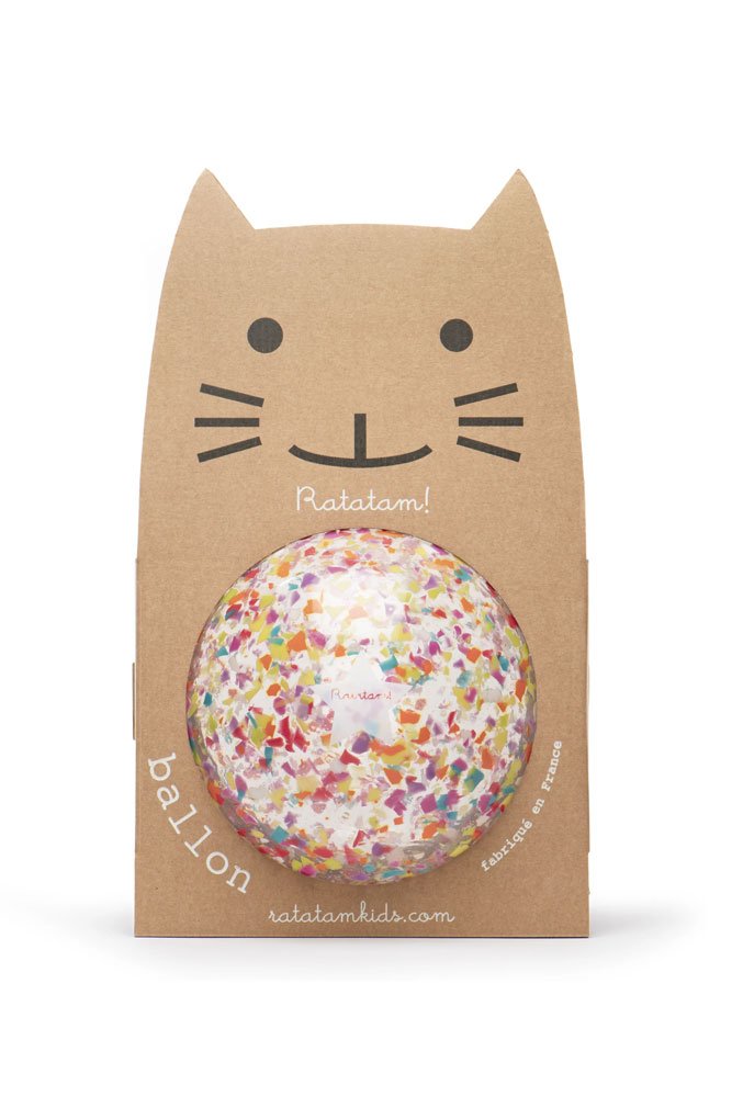 Grand ballon Chat Confetti Multicolore 22cm | RATATAM