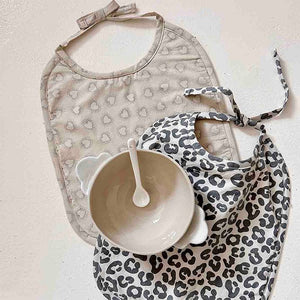 Bavoir 'Anna' Dotted heart Greige | ROSE IN APRIL