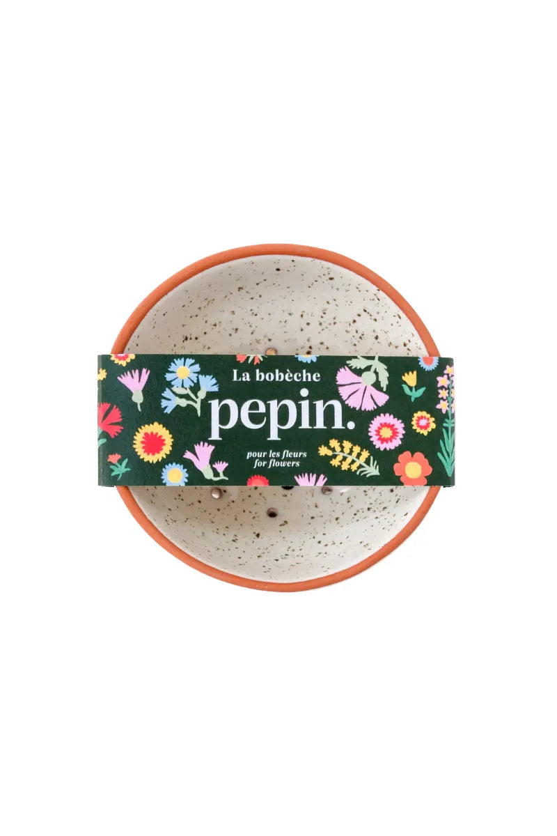 Bobèche fleurs blanc grainé | PEPIN