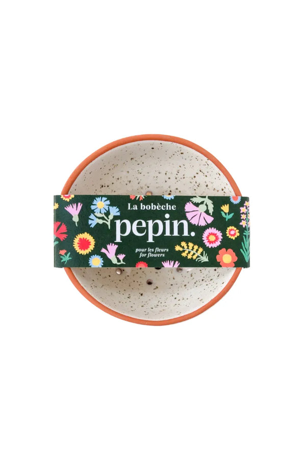 Bobèche fleurs blanc grainé | PEPIN