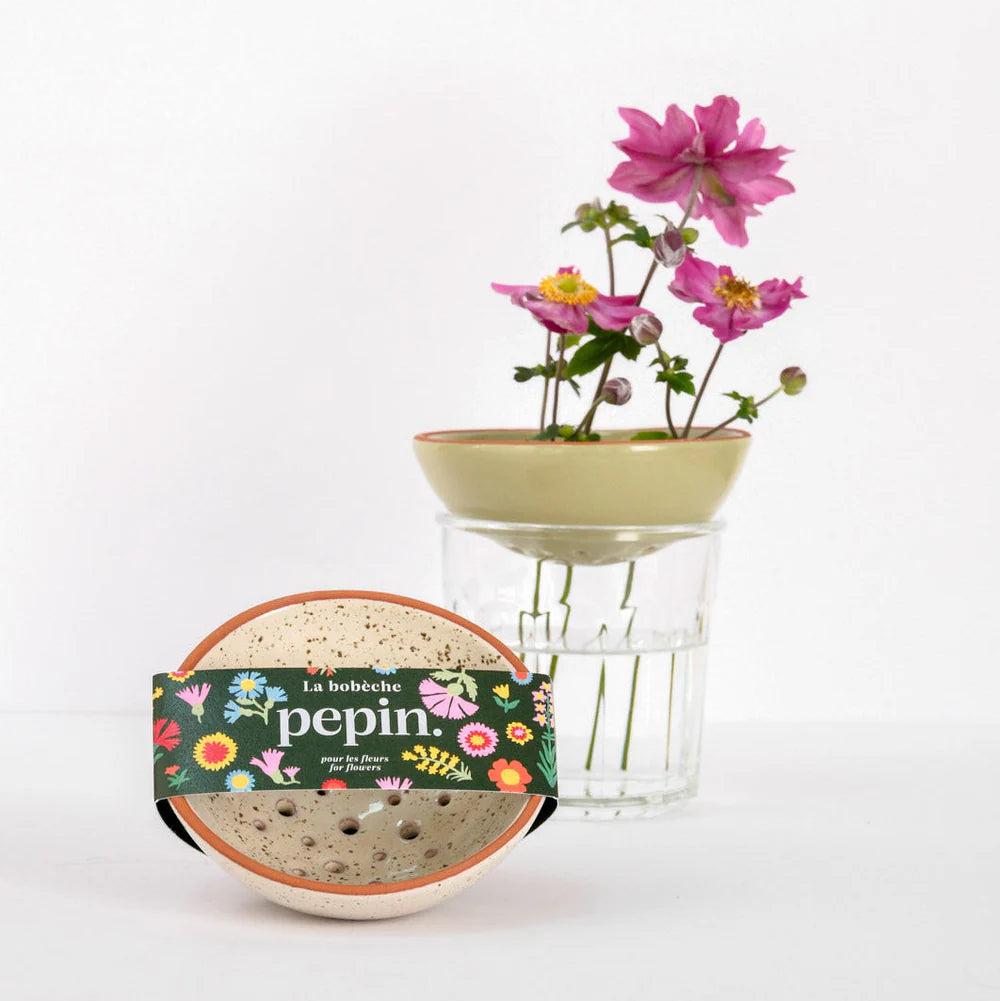 Bobèche fleurs blanc grainé | PEPIN