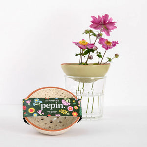 Bobèche fleurs blanc grainé | PEPIN