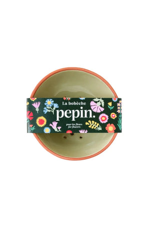 Bobèche fleurs vert sauge | PEPIN
