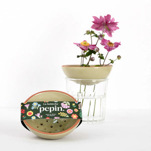 Bobèche fleurs vert sauge | PEPIN