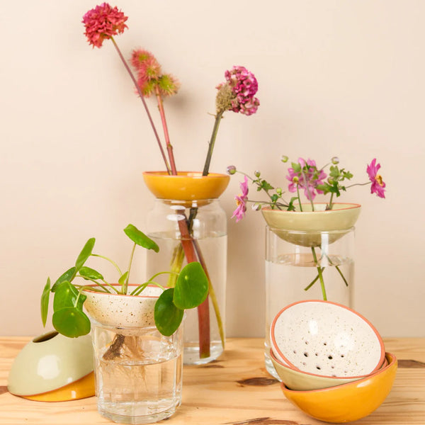 Bobèche fleurs blanc grainé | PEPIN