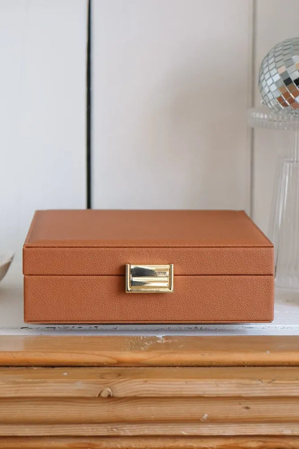 Boîte à bijoux 'Anne' en cuir PU Camel | MAISON SCARLETT