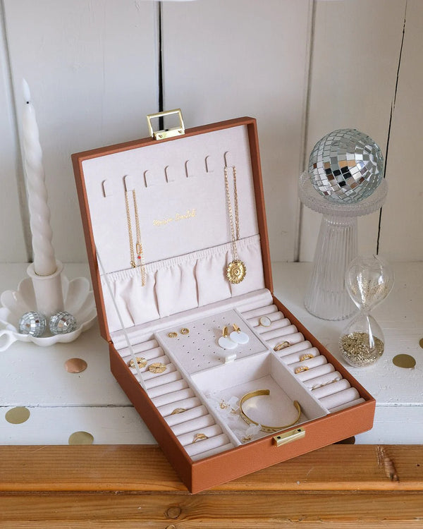 Boîte à bijoux 'Anne' en cuir PU Camel | MAISON SCARLETT