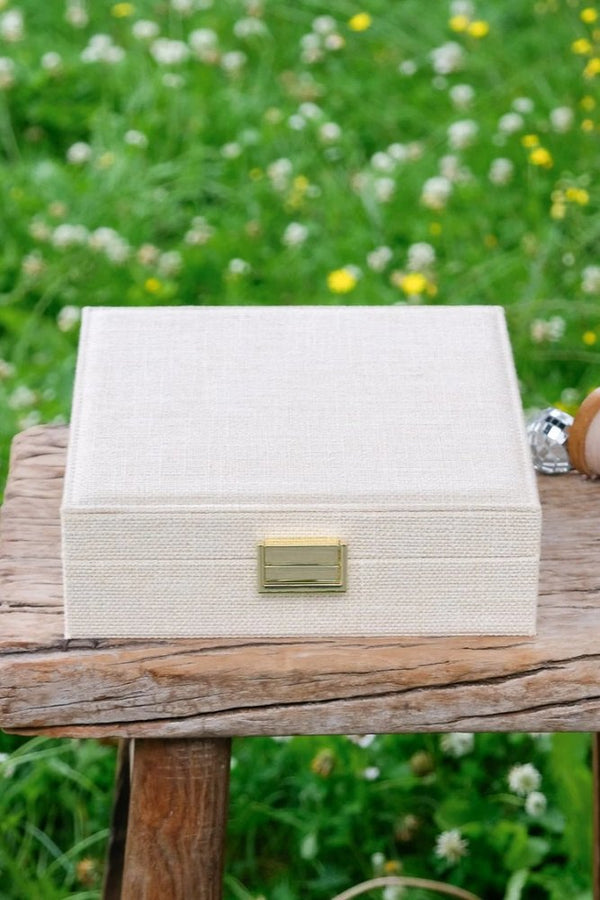 Boîte à bijoux 'Anne' effet lin Beige | MAISON SCARLETT