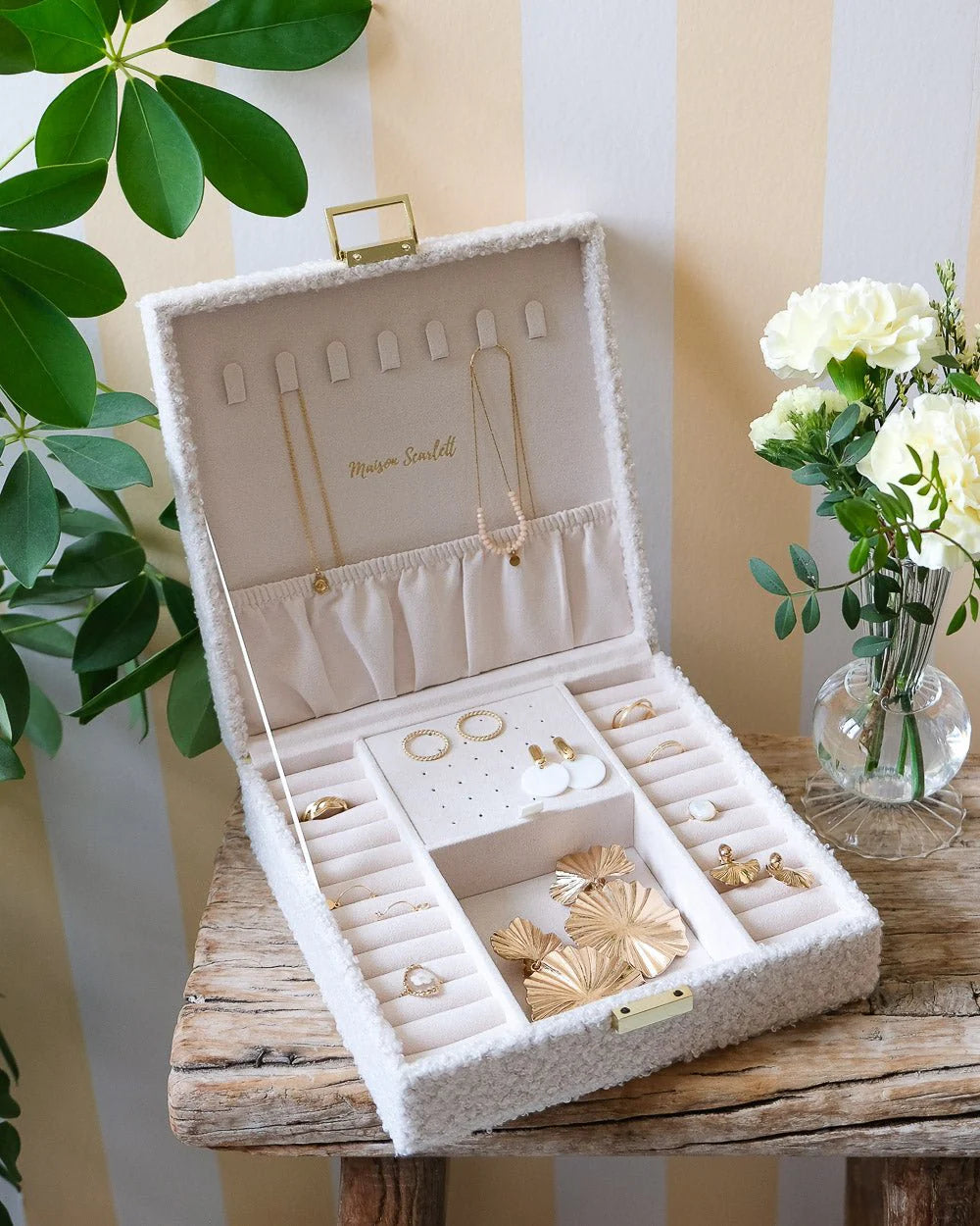 Boîte à bijoux 'Anne' en moumoute Blanc | MAISON SCARLETT