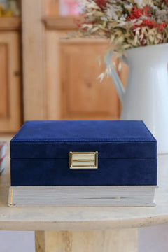 Boîte à bijoux 'Anne' en velours Bleu marine | MAISON SCARLETT