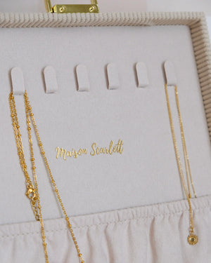 Boîte à bijoux 'Anne' en velours côtelé Beige | MAISON SCARLETT