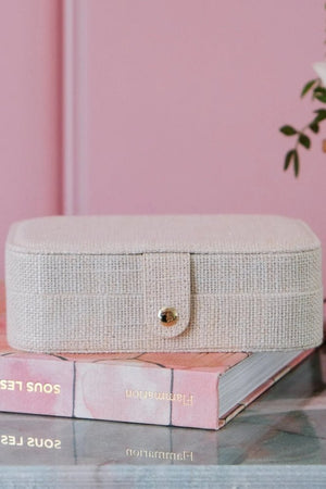Boîte à bijoux de voyage 'Brigitte' effet lin Beige | MAISON SCARLETT