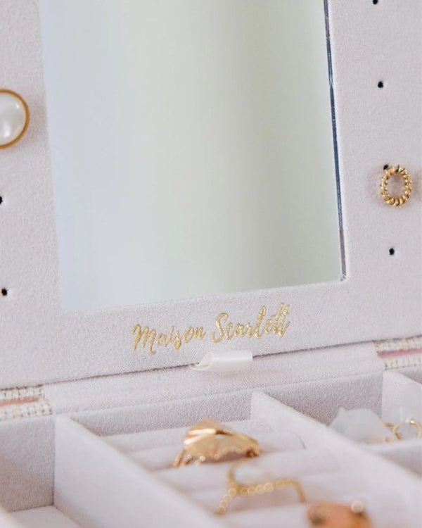 Boîte à bijoux de voyage 'Brigitte' effet lin Beige | MAISON SCARLETT