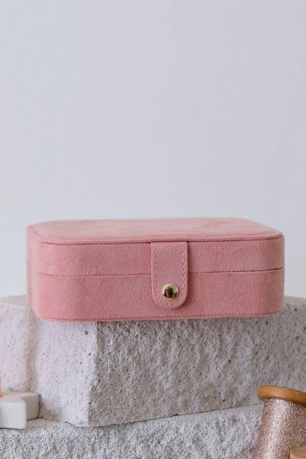 Boîte à bijoux de voyage 'Brigitte' en velours Rose | MAISON SCARLETT