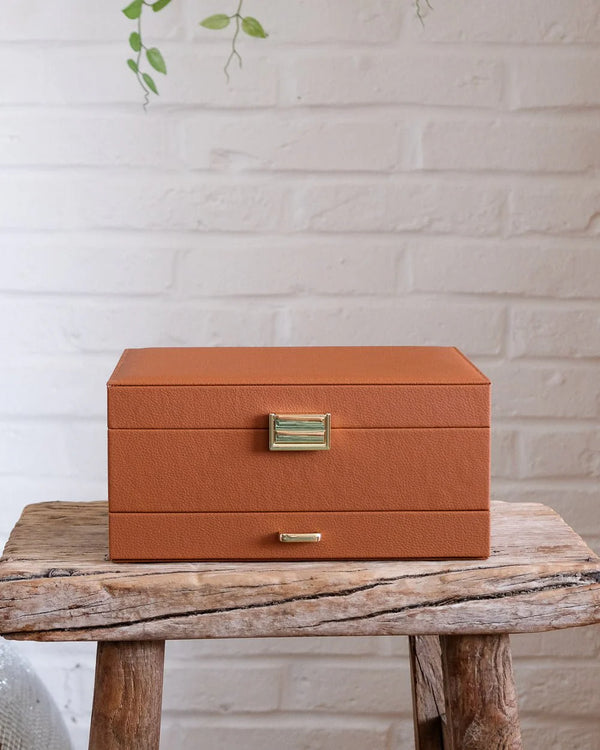 Boîte à bijoux 'Denise' en cuir PU Camel | MAISON SCARLETT
