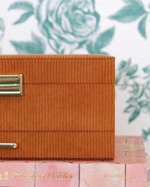Boîte à bijoux 'Denise' en velours côtelé Camel | MAISON SCARLETT