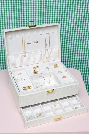 Boîte à bijoux 'Denise' effet lin Beige | MAISON SCARLETT