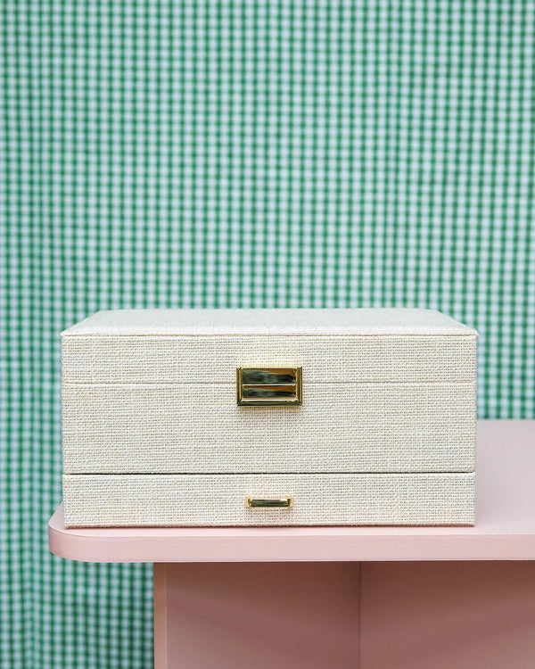 Boîte à bijoux 'Denise' effet lin Beige | MAISON SCARLETT