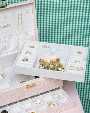 Boîte à bijoux 'Denise' effet lin Rose | MAISON SCARLETT