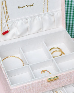 Boîte à bijoux 'Denise' effet lin Rose | MAISON SCARLETT