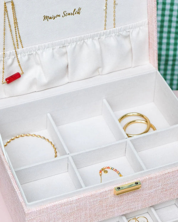 Boîte à bijoux 'Denise' effet lin Rose | MAISON SCARLETT