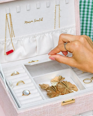 Boîte à bijoux 'Denise' effet lin Rose | MAISON SCARLETT