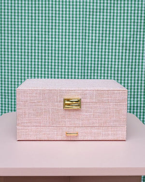 Boîte à bijoux 'Denise' effet lin Rose | MAISON SCARLETT