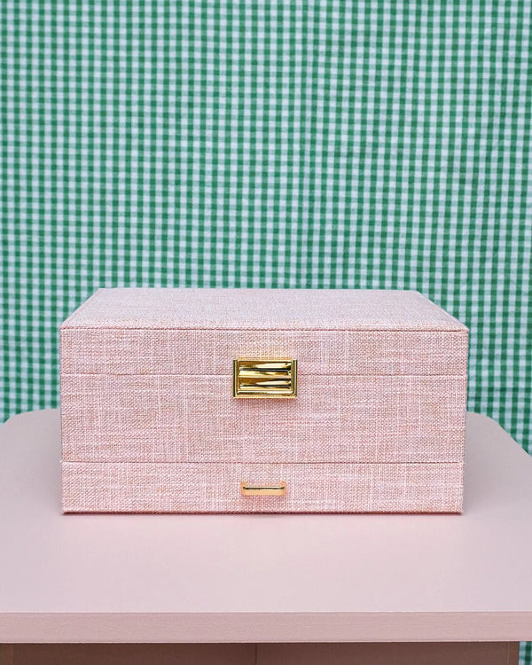 Boîte à bijoux 'Denise' effet lin Rose | MAISON SCARLETT