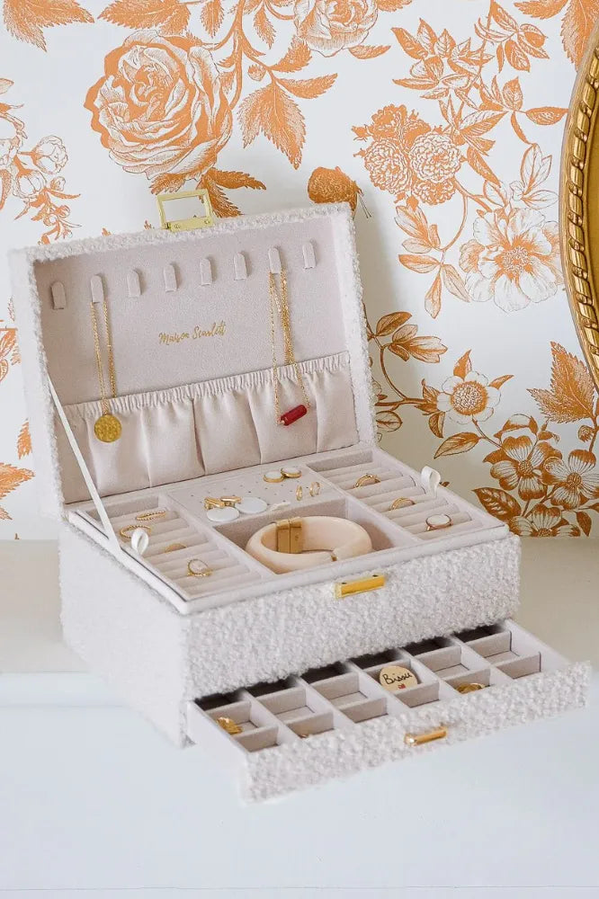 Boîte à bijoux 'Denise' en moumoute Blanc | MAISON SCARLETT