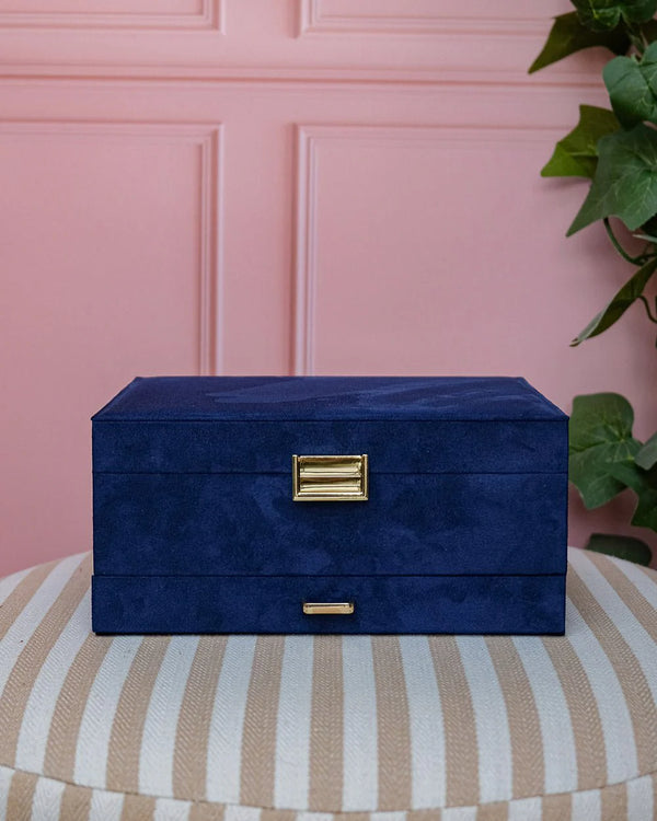 Boîte à bijoux 'Denise' en velours Bleu marine | MAISON SCARLETT