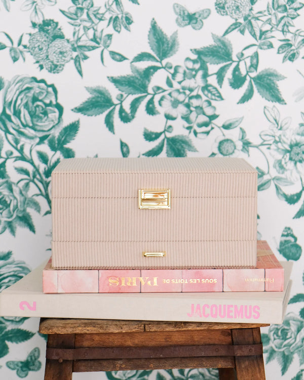 Boîte à bijoux 'Denise' en velours côtelé Beige | MAISON SCARLETT