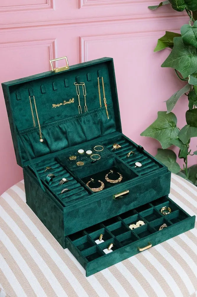 Boîte à bijoux 'Denise' en velours Vert | MAISON SCARLETT