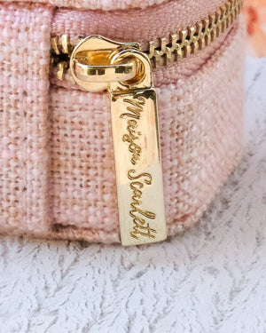 Mini boîte à bijoux de voyage 'Marie' effet lin Rose | MAISON SCARLETT