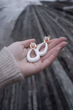 Boucles d'oreilles Tigre Ovale blanc | NACH BIJOUX