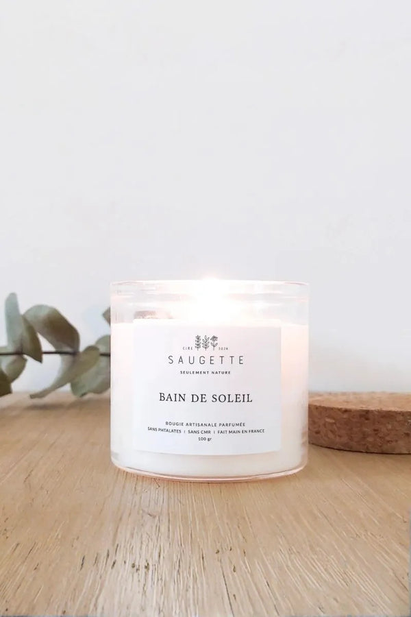 Bougie artisanale à la cire de soja ‘Bain de soleil’ | SAUGETTE