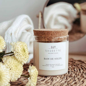 Bougie artisanale à la cire de soja ‘Bain de soleil’ | SAUGETTE