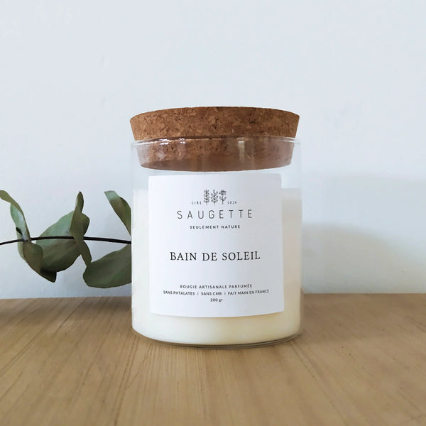 Bougie artisanale à la cire de soja ‘Bain de soleil’ | SAUGETTE