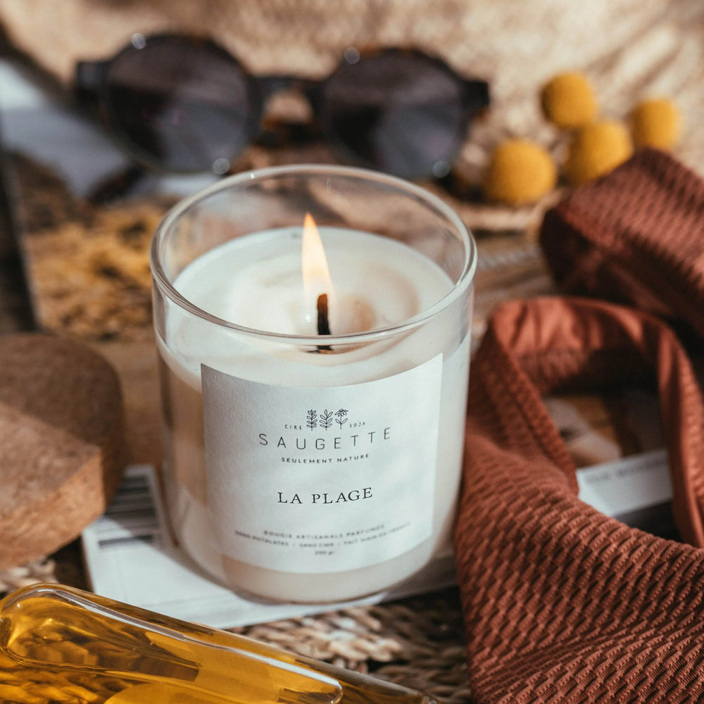 Bougie artisanale à la cire de soja 'La plage' | SAUGETTE