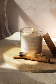 Bougie artisanale à la cire de soja 'Palo santo' | SAUGETTE