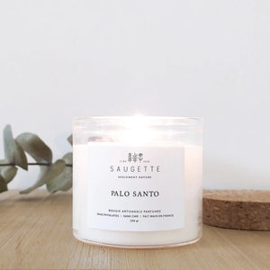 Bougie artisanale à la cire de soja 'Palo santo' | SAUGETTE
