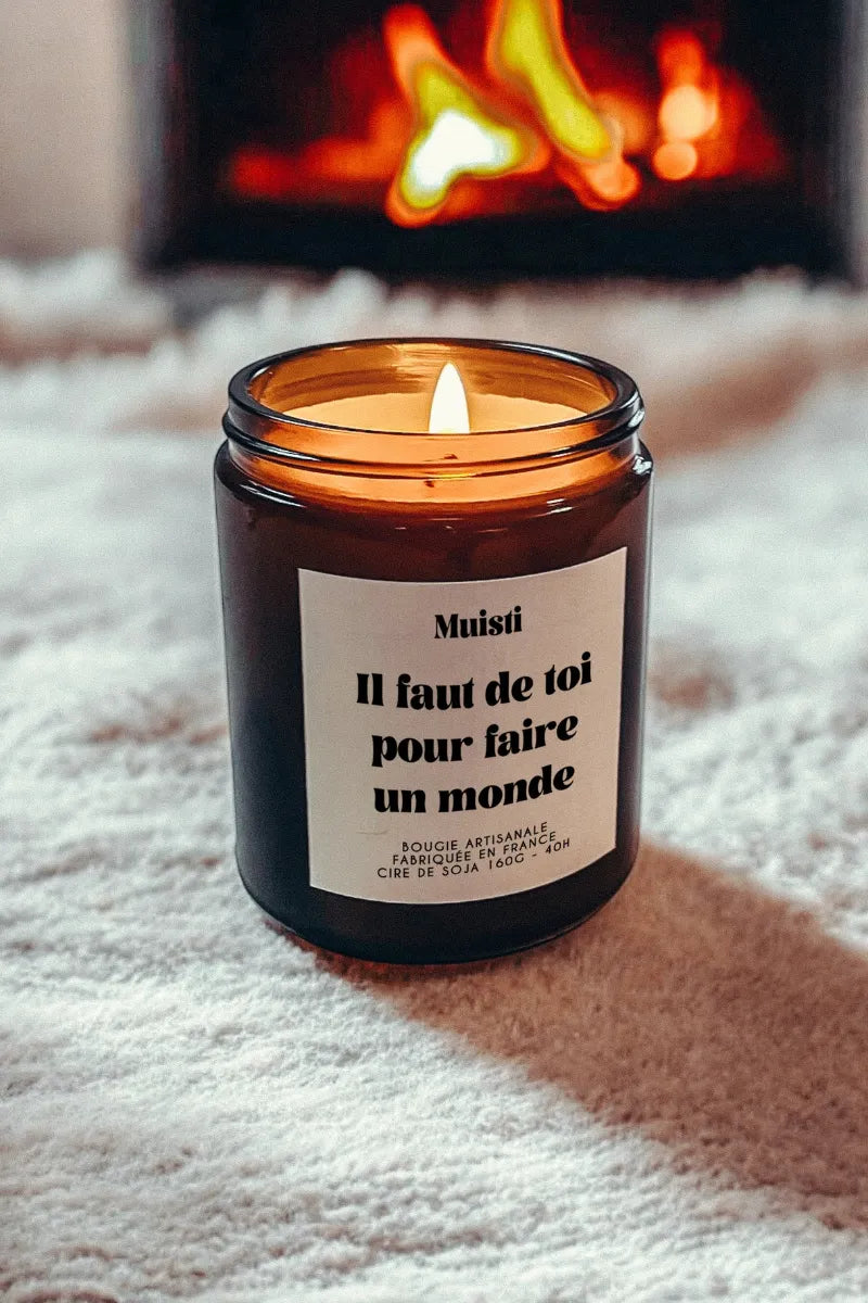 Bougie parfumée 'Il faut de toi pour faire un monde' Mangue coco | MUISTI