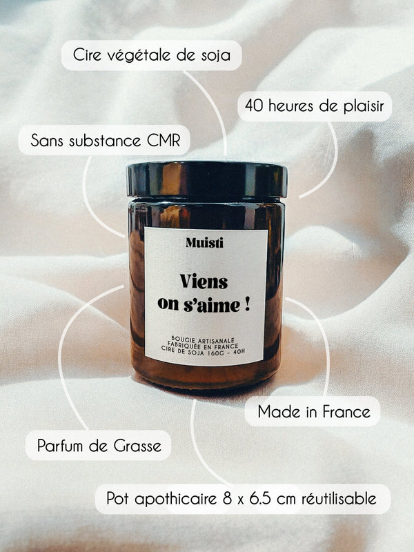 Bougie parfumée 'Viens on s'aime' Bois précieux | MUISTI