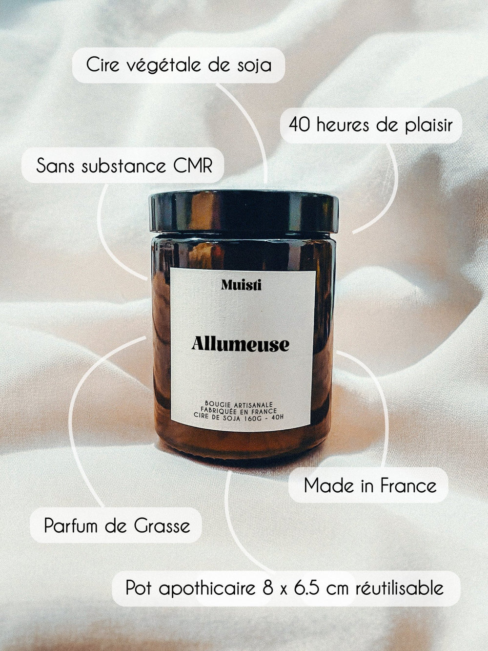 Bougie parfumée ‘Allumeuse’ Mangue coco | MUISTI