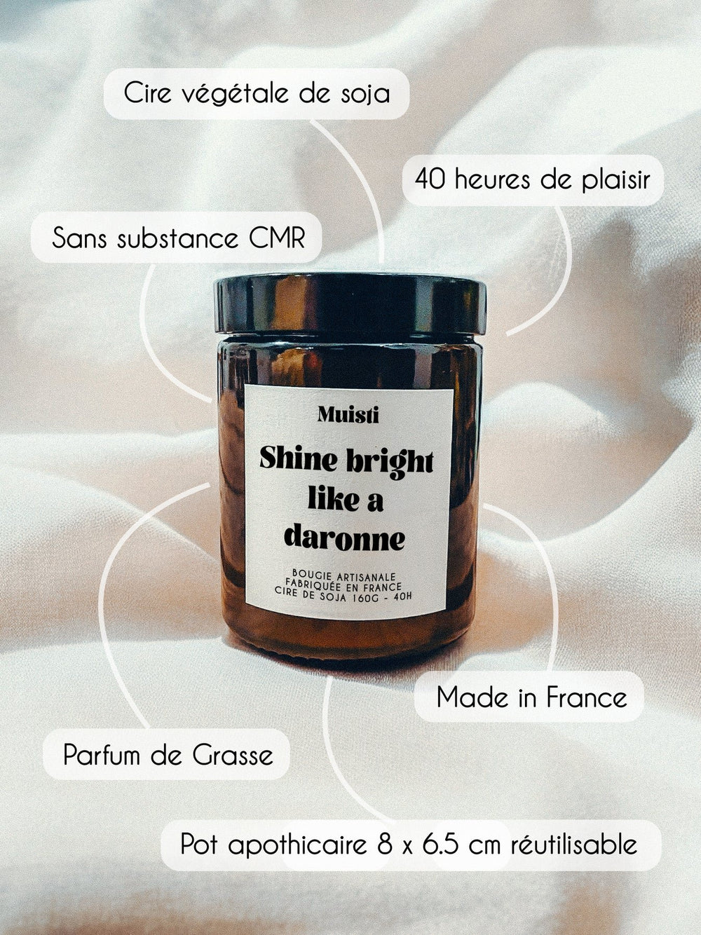Bougie parfumée 'Shine bright like a daronne' Cappuccino | MUISTI