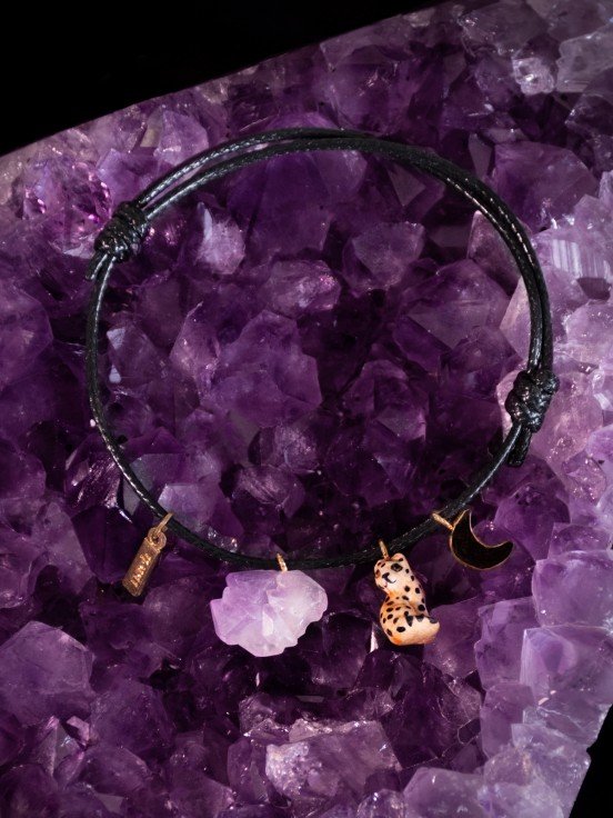 Bracelet 'Charm's' Léopard, Lune & Améthyste | NACH BIJOUX