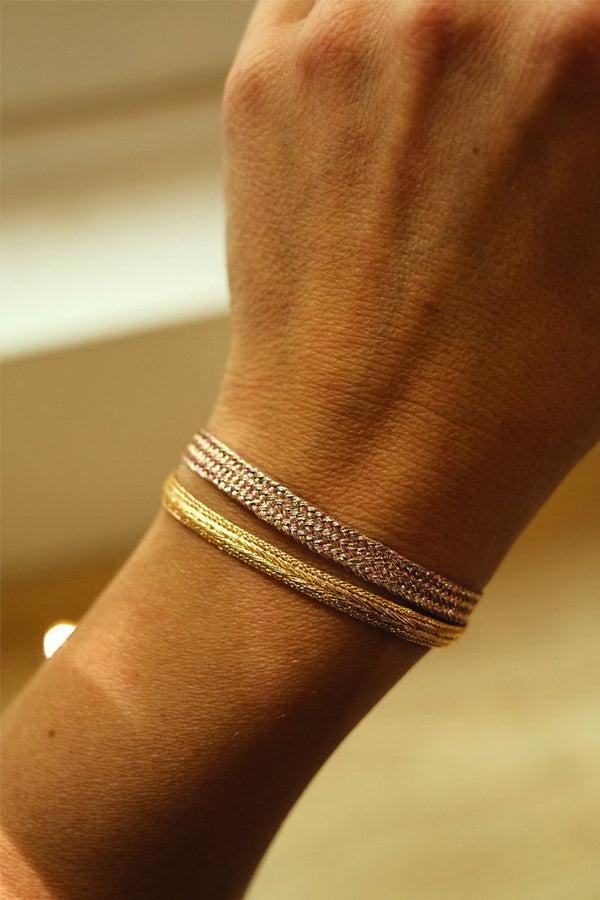 Bracelet duo 'Combo' Ania peach pink + Mini arrow peach | MAAŸAZ